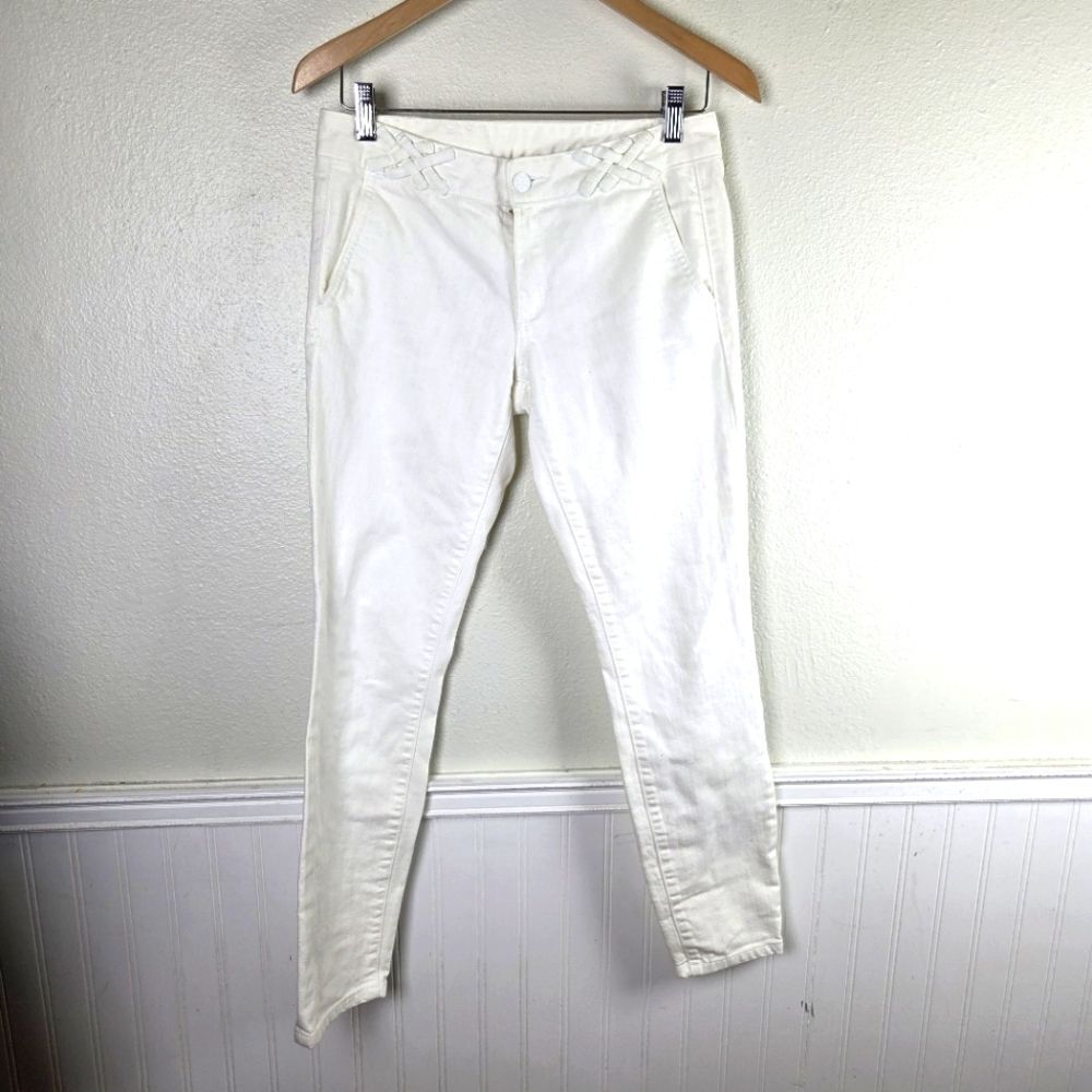Women's Tory Burch White Skinny Tappered Ankle Cropped Jeans Size 27